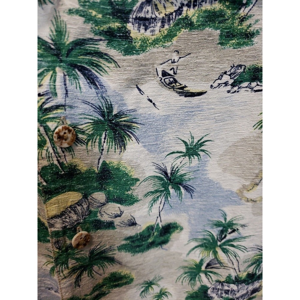 Vintage 90's Bugle Boy Hawaiian Floral Short Sleeve Shirt Men's  L Silk Blend - Picture 4 of 7